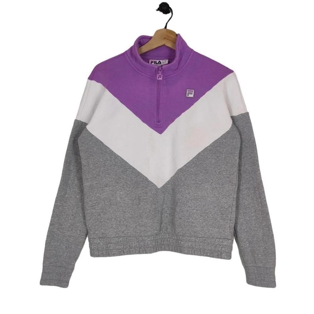 *FREE* w/POP-Up Purchase! FILA Chevron Y2K 90's‎ Style 1/4 Zip Sweatshirt SMALL